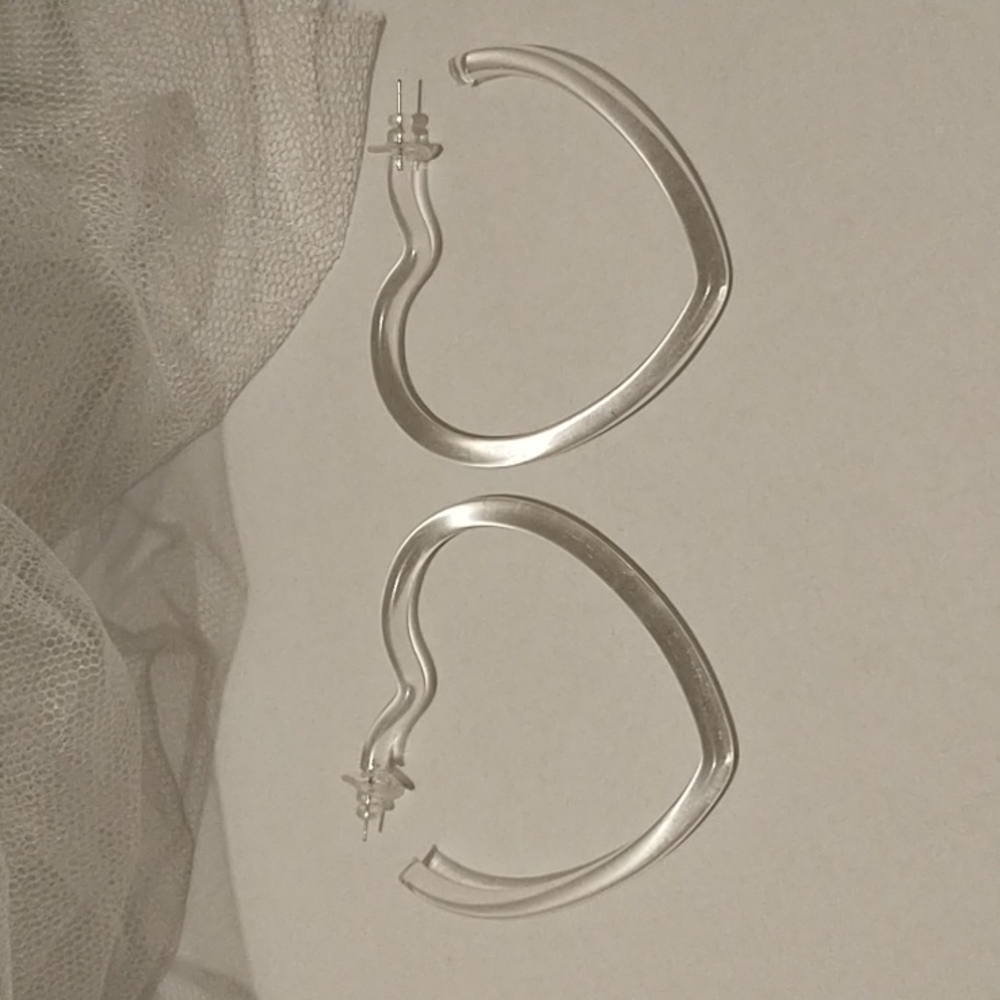 Clear Acrylic Large Heart Earrings! - Picture 6 of 6